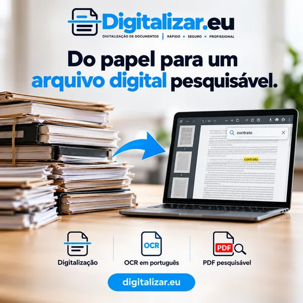 Do papel para um arquivo digital pesquisável — digitalização, OCR em português e PDF pesquisável